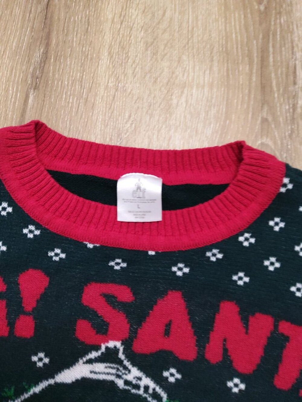 OMG Santa I Know Him Christmas Sweater Crewneck Holiday Ugly Sweater Large - Picture 2 of 6
